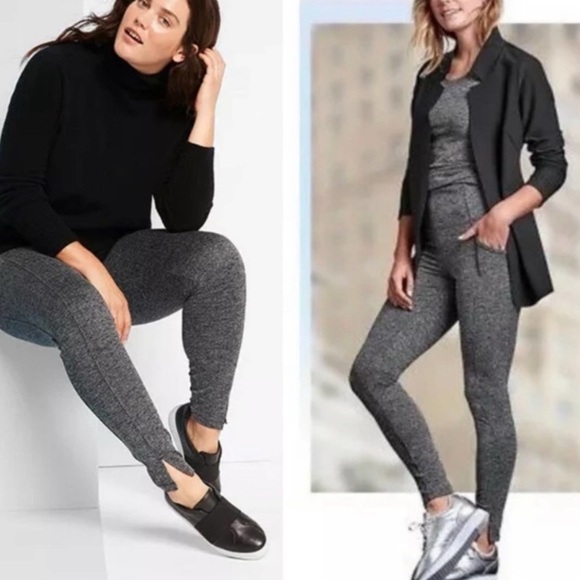 Athleta herringbone Mercer leggings pants black small - Picture 2 of 9